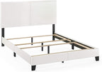 FURINNO Pessac PU Leather Upholstered Platform, Queen, White,FB19821QWH