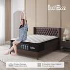 Queen Mattress, 14 Inch Hybrid Mattresses Eurotop with Gel Memory Foam,Motion Isolation Individually Wrapped Pocket Coils Breathable Comfort Soft Pressure Relief 100 Night Trial