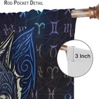 Viking Wolf Curtains Blue Rune Nordic Gothic Animal Curtains Dark Ancient Totem Mythological Pattern Printed Curtains Boys Bedroom Living Room Decoration Blackout Curtains W55 * L63 Inch