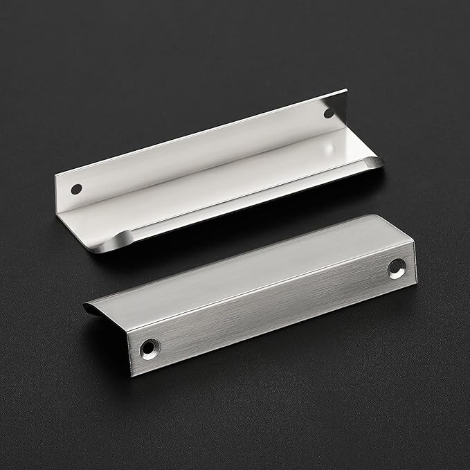 Ravinte Hardware 30 Pack Silver Cabinet Handles, 4.75 Inch (120mm) Finger Edge Pulls, 3.75 Inch Hole Center, Finger Pulls for Cabinets