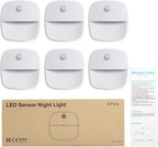 AMIR Upgraded Indoor Motion Sensor Light with PIR Technology - Battery-Powered Wall & Cabinet LED Night Light for Hallway, Bathroom, Kitchen, Stairs (Warm White, 6-Pack)
