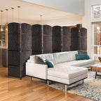 Sorbus Room Divider 6 ft. Tall - Privacy, Wide Double Hinged, Mesh Hand-Woven Design, Folding Screens, Wall Divider for Room Separation, Espresso Brown Wicker, 8 Panel