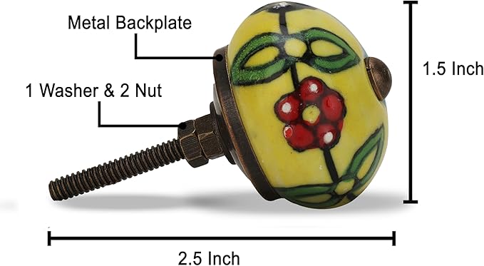 Ceramic Cabinet knobs for Drawers 12 Piece Multicolor Cupboard Door Knob Furniture Pull Handles for Kitchen, Wardrobes Boho Home Interior Decor - Pack of 12