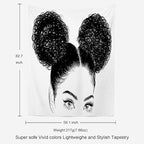 Batmerry Black Woman Afro American Tapestry, Shirt Graphic Hair Girl Beach Towel Hippie Trippy Tapestry Wall Art Meditation Decor for Bedroom Living Room Dorm, 82.7 x 59.1 Inches