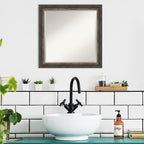 Amanti Art Brown Bathroom Mirror for Over Sink, 23x23 Bark Rustic Char Narrow Square Vanity Mirror, Medium Country Rustic Frame, Hangs Horizonally and Vertically, Bathroom Wall Decor, Beveled Edge