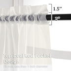 OVZME Ivory Sheer Curtains 78 Inches Long 2 Panels - Soft Light Filtering Window Sheer Panels for Living Room/Bedroom, Top Dual Rod Pocket, 1 Pair, Each 42Wx78L Inches