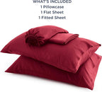 Bedsure Twin Sheets Set, Cooling Sheets Twin Size Bed Set, Rayon Derived from Bamboo, Twin Size Sheets, Breathable & Soft Bed Sheets, Hotel Luxury Silky Bedding Sheets & Pillowcases, Burgundy
