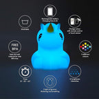 Night Lights Unicorn Nursery Lamp, Children Silicone Bedside Lighting Decorative Bedroom - Eye Caring, Adjustable Brightness & Color, Time Setting, Children's Gift Birthday Presents - Medium