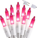 Brizled Pink Christmas Lights,300 Count 69.6ft Incandescent Lights, Connectable Indoor Xmas String Light White Wire, UL Certificated Mini Xmas Tree Light for Christmas Bedroom Wedding Birthday Decor