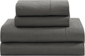 LANE LINEN 100% Organic Cotton Full Size Sheets, Hotel Like Crisp Percale Low Pill Fade Resistant Reinforsed Seam Cotton Sheets, Naturally Cooling 15" Deep Pocket Full Bedding Set- Charcoal