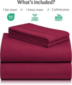 LuxClub 4 PC King Sheet Set, Breathable Luxury Bed Sheets, Deep Pockets Wrinkle Free Cooling Bed Sheets Machine Washable Hotel Bedding Silky Soft - Burgundy King