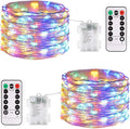 JMEXSUSS 2 Pack Multicolor Fairy Lights Battery Operated, Total 200 LED 66ft Indoor Christmas Twinkle Lights with Remote, 8 Modes Multicolor String Lights for Bedroom Wedding Birthday Party
