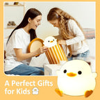 Attivolife DoDo Duck Night Light, Animal Silicone Nursery Lamp with Dimmable, Table Bedside Lamp with Timer for Bedroom, Kawaii LED Squishy Night Light Decor Gifts