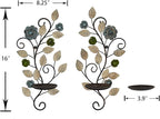 Wall Sconces Candle Holder Set of 2, Antique Multi-Color Leaf Branch Wall Mount Hanging Metal Wall Candle Holder Candle Sconce for Living Room Dining Room