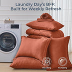 HEVUMYI Burnt Orange King Comforter Set - 7-Piece All Season Bed in a Bag King, Ultra Soft Bedding Set with Comforter, Flat Sheet, Fitted Sheet, Pillowcases, Pillow Shams
