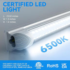 CNSUNWAY LED Shop Lights 2FT, (6 Pack) 20W High-Efficiency Under Cabinet Lighting (6500K Cool White), V-Shaped Linkable T8 Tube Light Fixtures – Shop Light for Workbench, Kitchen, Workshop, ETL Listed