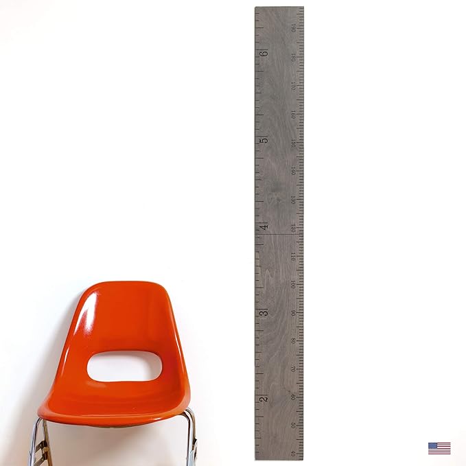 Headwaters Studio Growth Chart for Wall - Height Chart for Kids, Growth Chart for Kids, Measuring Board for Kids Height, Wooden Growth Chart for Wall, Height Measurement for Wall - Gray (63"x6.7")