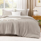 Litanika Oversized King Comforter 120x98, 3 Pieces Linen Lightweight Solid Bedding Comforter Set, All Season Fluffy Bed Set (1 Comforter & 2 Pillowcases)