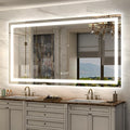 LED Lighted Mirror 66x36 for Bathroom Wall Mounted, Dimmable Vanity Mirror with Lights, Anti-Fog, ETL Listed (Backlit and Front Lighted)