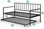 ZINUS Eden Metal Daybed with Trundle, Mattress Foundation with Steel Slat Support, Easy Assembly, Twin