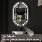 Niccy Oval LED Mirror for Bathroom, 48x30 Front Lit + Backlit Vanity Mirrors with Light Anti-Fog, Shatter-Proof, 3 Colors, Makeup Mirror with Black Frame (Horizontal/Vertical)