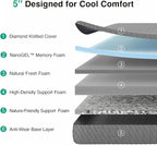 Novilla Full Size Mattress, 5 Inch Mattress Full Size Memory Foam with Gel-Infused & Airflow Wave-Cut Foam for Cool Touch & Pressure Relieving Mattresses in a Box CertiPUR-US Certified