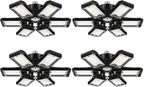 LED Garage Lights 4 Pack -180W, 18000LM 6500K Led Shop Light with 6+1 Deformable Panels, Basement Barn Light Garage Ceiling Lights, E26/E27 for Garages, Warehouse, Shop