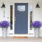 Ouddy Decor 24 Bundles Artificial Flowers for Outdoors UV Resistant Fake Plastic Plants Faux Boston Fern Greenery Stems for Spring Summer Indoor Garden Patio Window Box Kitchen Home Decor, Purple