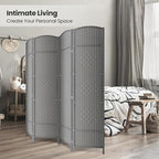 Paper Rope Room Divider, 4 Panel Wood Mesh Woven Design Screen with Double Sides Weaved, Foldable Portable Partition Divider Screen for Decorationg of Bedroom,LivingRoom,Office Separator
