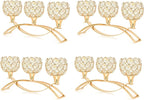 Crystal Tealight Candle Holder Centerpiece Home Decorative Candlestick Holder Elegant Table Centerpiece Home Decor Wedding Party Anniversary (Gold, 3 Arm of 4 Pcs)