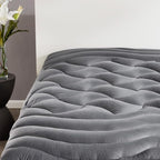 SLEEP ZONE Cooling RV Mattress Topper, Premium Zoned Cool Mattress Pad Cover, Padded Mattress Protector Breathable Washable, Deep Pocket 8-21" (Grey, Short Queen)