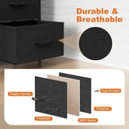 Sweetcrispy Dresser for Bedroom with 6 Storage Drawers, Fabric Storage Tower Organizer, Chest of Drawers with Metal Frame Wooden Top for Closet, Living Room, Entryway, Black