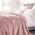 Exclusivo Mezcla Plush Fuzzy Fleece Bed Blanket Twin Size, Super Soft, Fluffy and Warm Blankets, Suitable for All Seasons (Dusty Pink, 90x66 Inches)