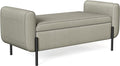 SONGMICS Storage Bench with Armrests, Ottoman with Storage for Living Room, Storage Ottoman Bench for Bedroom, Entryway, Living Room, Steel Legs, Camel Brown ULOM072K03