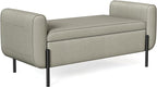 SONGMICS Storage Bench with Armrests, Ottoman with Storage for Living Room, Storage Ottoman Bench for Bedroom, Entryway, Living Room, Steel Legs, Camel Brown ULOM072K03