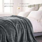 Exclusivo Mezcla Plush Fuzzy Fleece Bed Blanket Twin Size, Super Soft, Fluffy and Warm Blankets, Suitable for All Seasons (Dark Grey, 90x66 Inches)