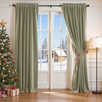 Lazzzy Velvet Blackout Curtains Thermal Insulated Room Window Drapes Super Soft Luxury Curtains for Living Room Bedroom Rod Pocket 2 Panels, Olive Sage, 52" W x 120" L