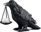 Raven Gothic Home Decor Fake Crow Light Holder Raven Lamp Tealight Candle Holder Resin Raven Statue Wearing Silver