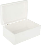 Large White Wooden Box Storage with Hinged Lid | 11.8 x 7.87 x 5.51 inches (+-0.5) | Gift Box for Tool Dog Toy Shoes Clothes Kitchen Storage | Rough UNSANDED Wood Keepsake Chest