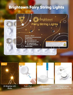 Brightown 30 Pack LED Fairy Lights Battery Operated String Lights, 7ft 20LED Waterproof Silver Wire String Lights, Firefly Starry Moon Lights for Mason Jars DIY Christmas Wedding Party Bedroom