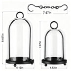 Glass Hurricane Candle Holder Decorative Gold Candle Lantern, Pillar Candlestick Holders Set of 2, Hanging Metal Holder Modern Table Centerpieces, Black