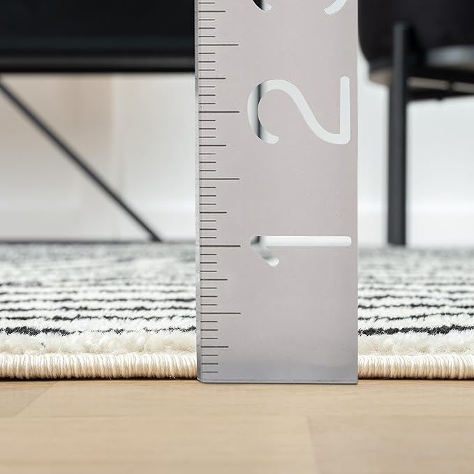 Abani Nuevo Collection Area Rug - Mid-Century Black and White Arch Knot Design - 4' x 6' - for Living Room, Bedroom & Office