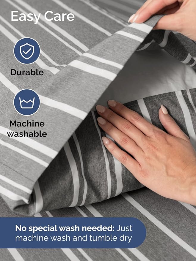 Extra Deep King Sheet Set - 6 Piece Breathable and Cooling Sheets - Hotel Luxury Bed Sheets Set - Easy Fit - Soft, Wrinkle Free and Comfy Sheets Set - Grey Striped Sheet Set with Extra Deep Pockets