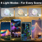 Moobibear Camping String Lights, Quick Storage, 66FT/200LED RGB Rechargeable Tent Lights String with USB 8 Lighting Modes, Hanging Waterproof Portable LED Lamp for for Camping Essentials, Yard, Party