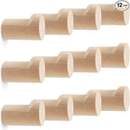 12 Pack Wood Wall Hooks, Natural Wooden Coat Hooks Wall Mounted, Handmade Rustic Hat Hooks Heavy Duty Entryway Wall Hangers for Hanging Towels, Clothes, Bags