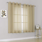 KEQIAOSUOCAI Tan Sheer Voile Window Treatment Grommet Top Curtain Panels for Bedroom and Living Room (54 x 63 inches Long, Set of 2)