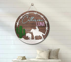 Custom Horse Rider Wooden Nursery Name Sign, Personalized Western Cowboy Baby Name Sign, Baby Shower Gifts for Boy Girl Birthday, Door Hanger Kids Room, Kids Bedroom Door Sign