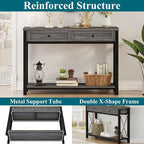 BON AUGURE Sofa Table with Drawers, Console Tables for Entryway, Sofa Table with Storage, Couch Tables for Living Room, Hallway, Foyer, Entry (Dark Grey Oak, 47 Inch)