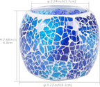 Scented Candle Holder Mosaic Glass Tea Light Holder,Handmade Romantic Glass Tealight Candle Holder for Aromatherapy,Party Décor(NO Candles),Also Used as Vase,Pen Holder,Potted Plants Bowl (Blue)