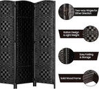 Rose Home Fashion Room Divider, 6 ft Tall Room Dividers and Folding Privacy Screens, 16in Privacy Screen 6 Panel Black Space Temporary Wall Foldable Partition Separation